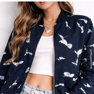 Philosophy Hummingbird Bomber Jacket Y2K Indie Soft Girl Naturecore Zip Up Small